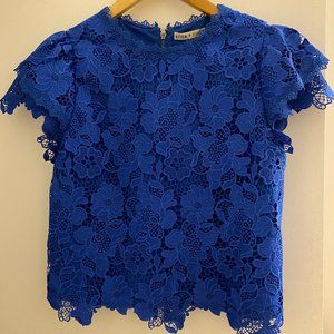 Alice and Olivia zip back embroidered lace lined top